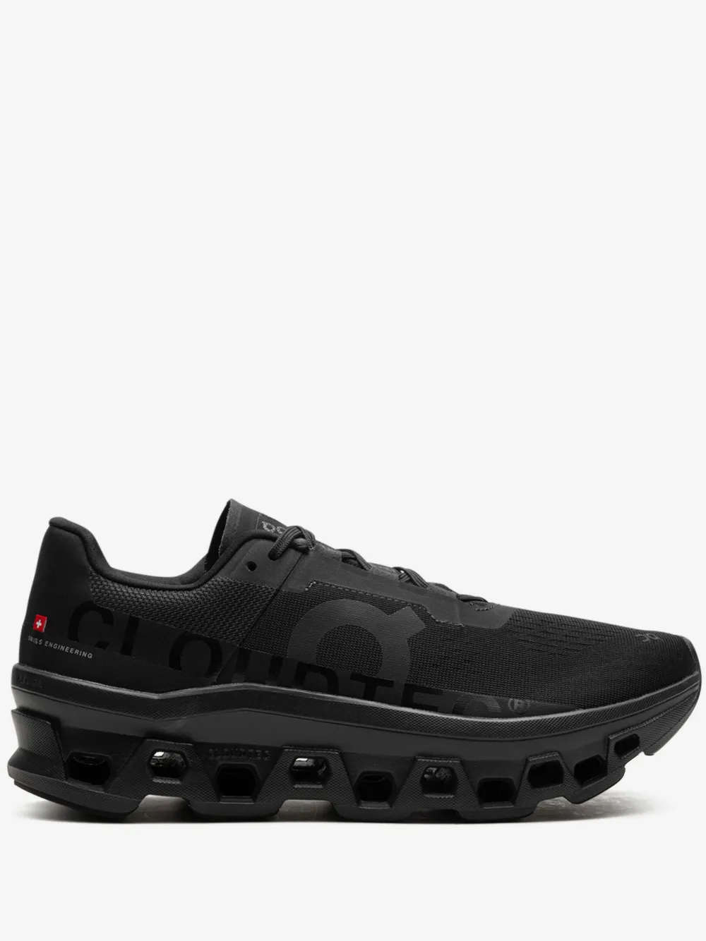 On Cloudmonster — All Black Man Shoes