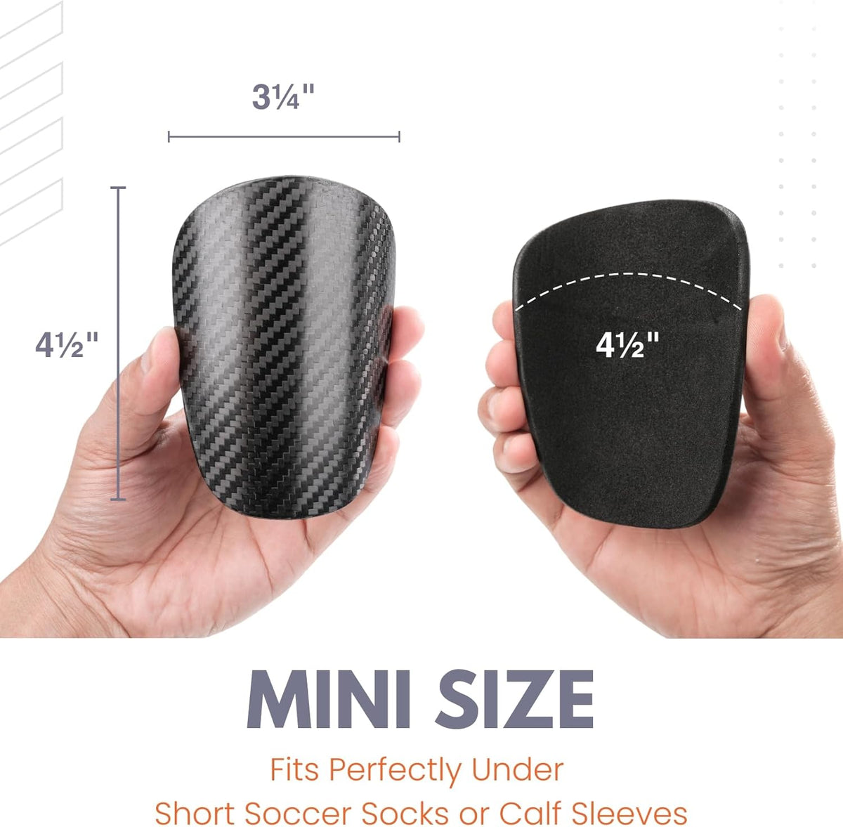 Mini Soccer Shin Guards, Carbon Fiber, Black