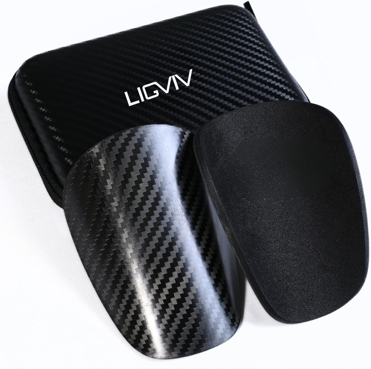 Mini Soccer Shin Guards, Carbon Fiber, Black