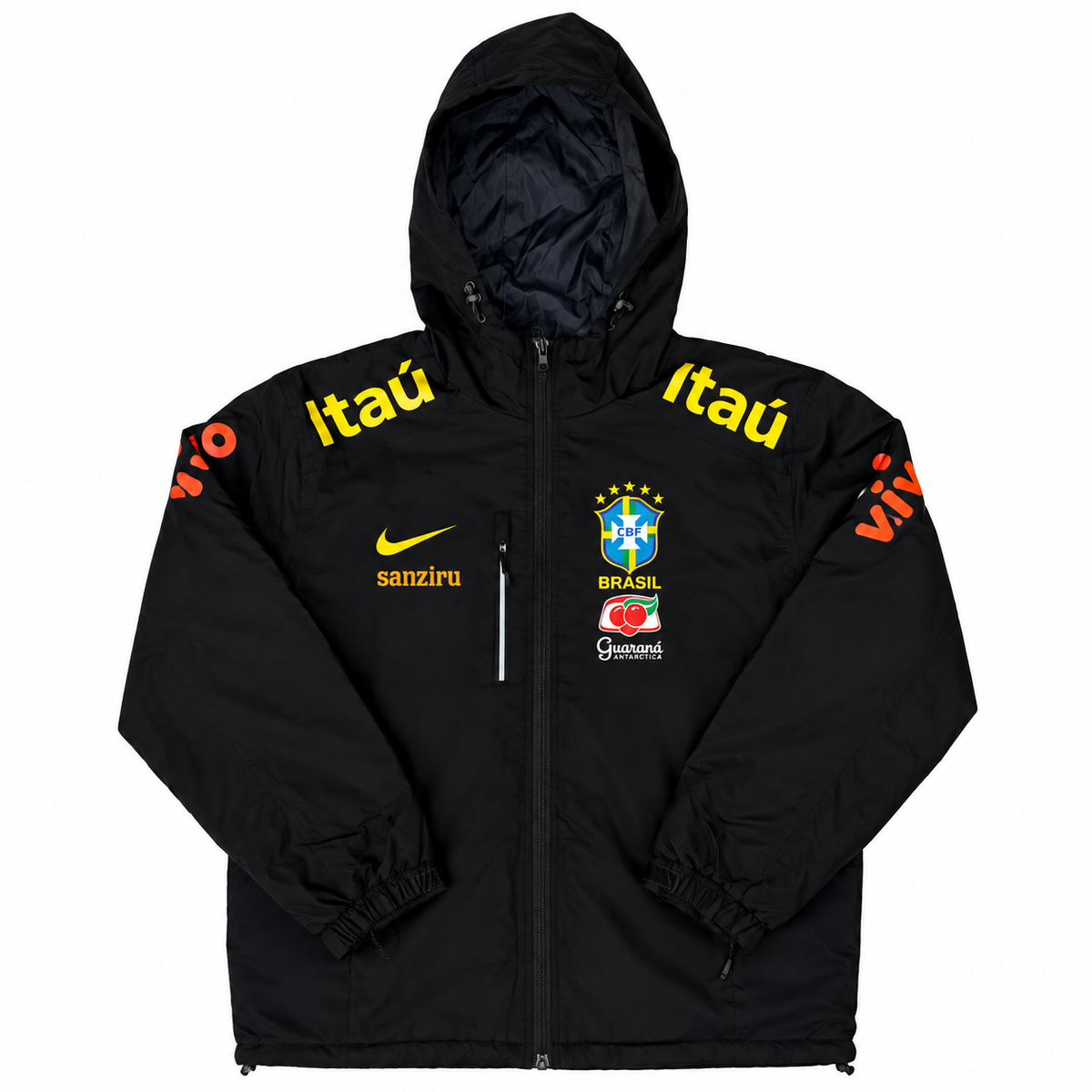 Brazil Football Black Hooded Windbreaker Jacket