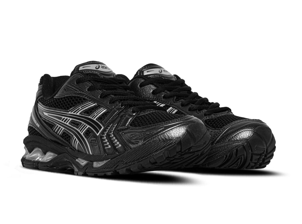 ASICS GelKayano 14 — Metallic Silver  Black Man Shoes