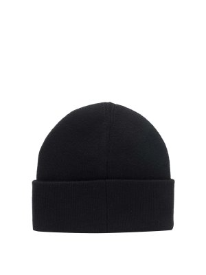 Stone Island Compass Patch Ribbed Beanie - Black Men Beanie