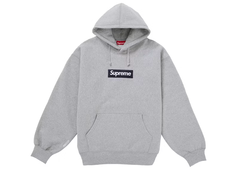 Supreme Box Logo Hoodie-Heather Grey Men Hoodies