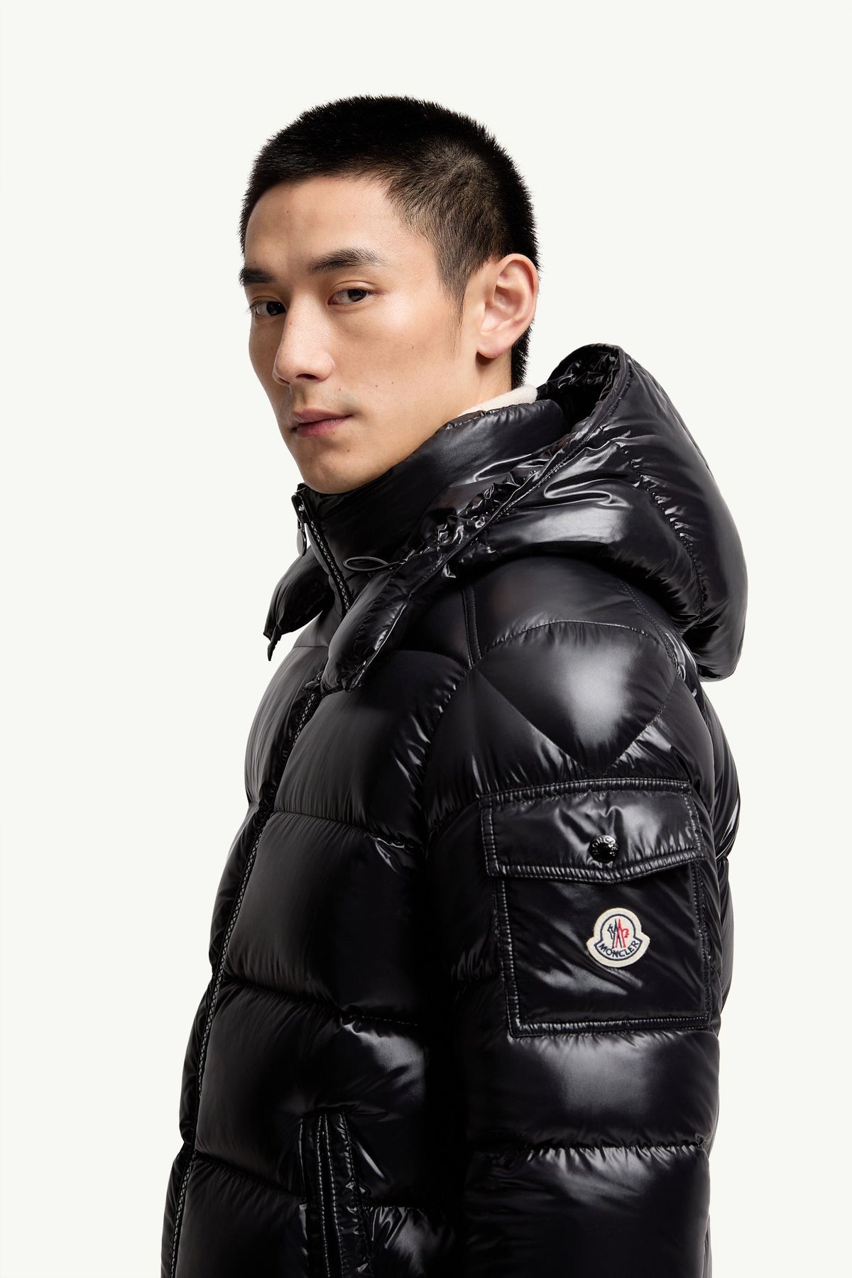 Moncler Maya Down Jacket — Glossy Black Man Clothing