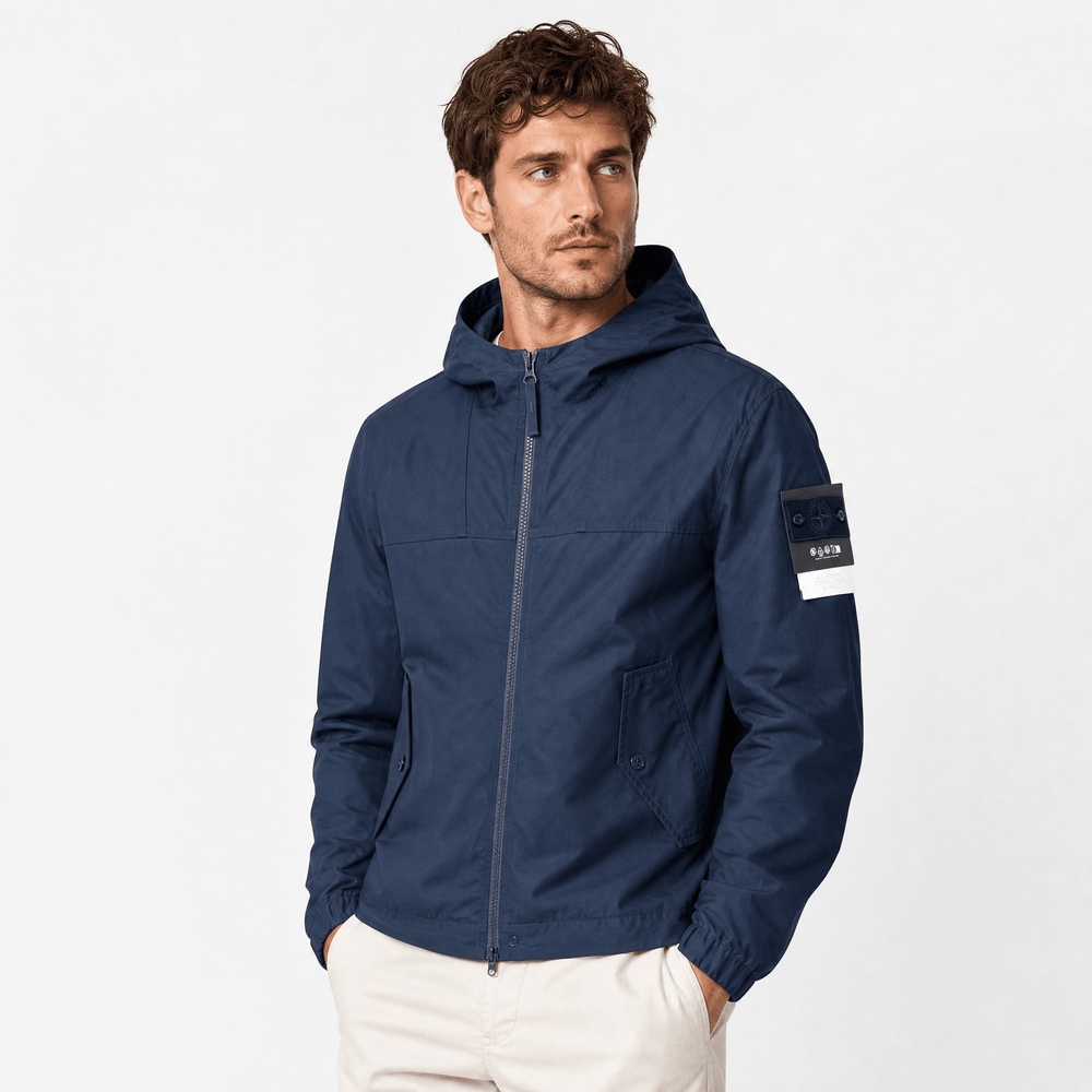 Stone Island Soft Shell-R Hooded Jacket — Navy Man Clothing