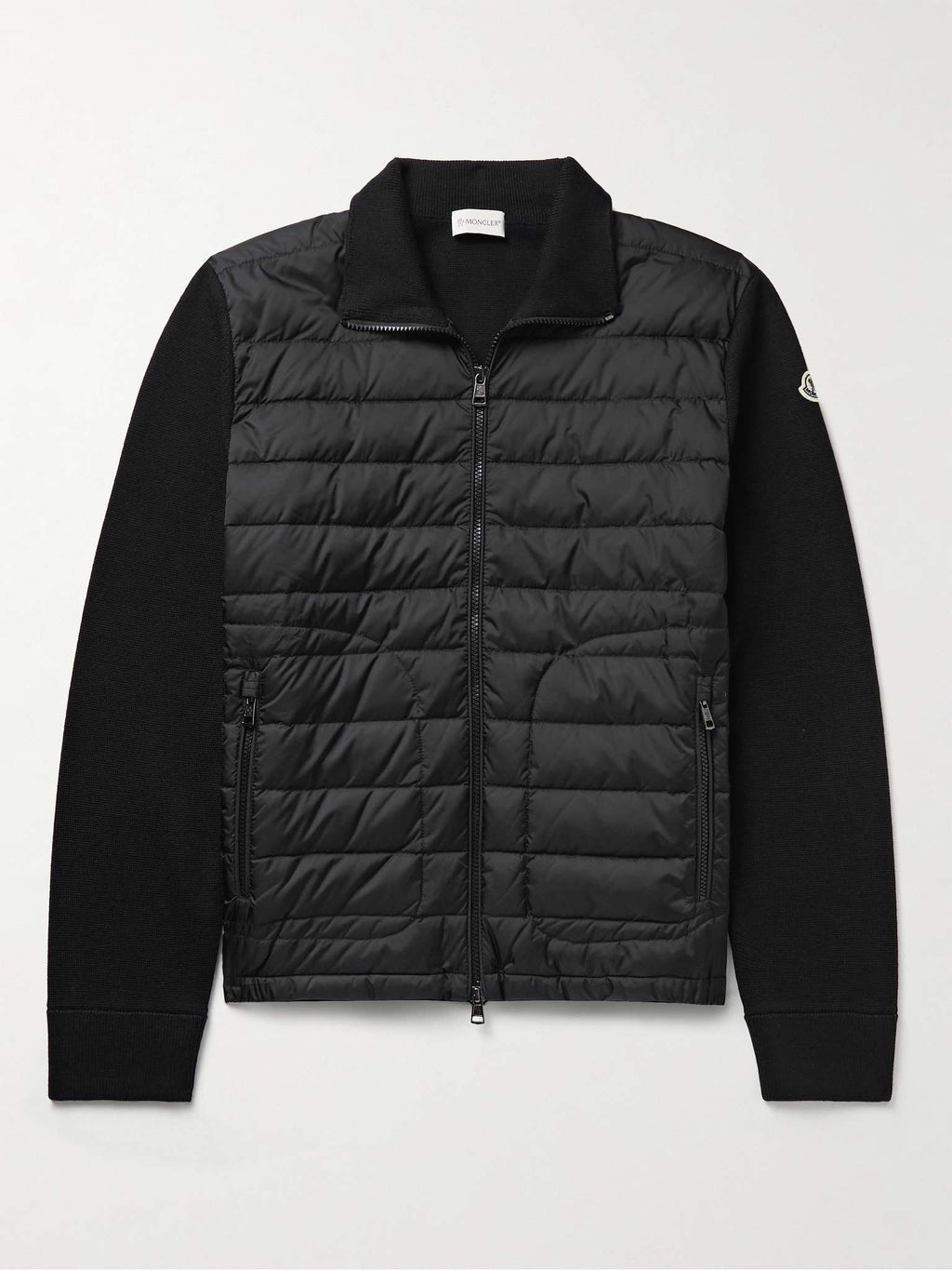 Moncler Wool & Quilted Zip Cardigan — Black Man Clothing