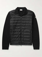 Cardigan zippé en laine et nylon matelassé Moncler — Vêtements homme noir