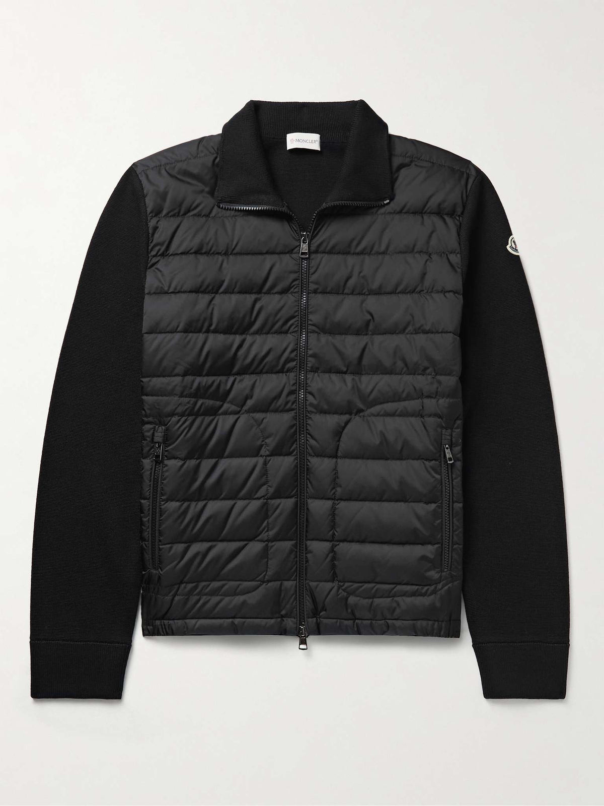 Moncler Wool & Quilted Zip Cardigan — Black Man Clothing
